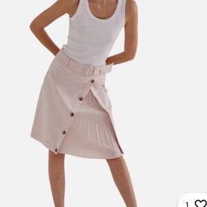 By Anthropologie Light Pink Pleated Front-Slit Skirt